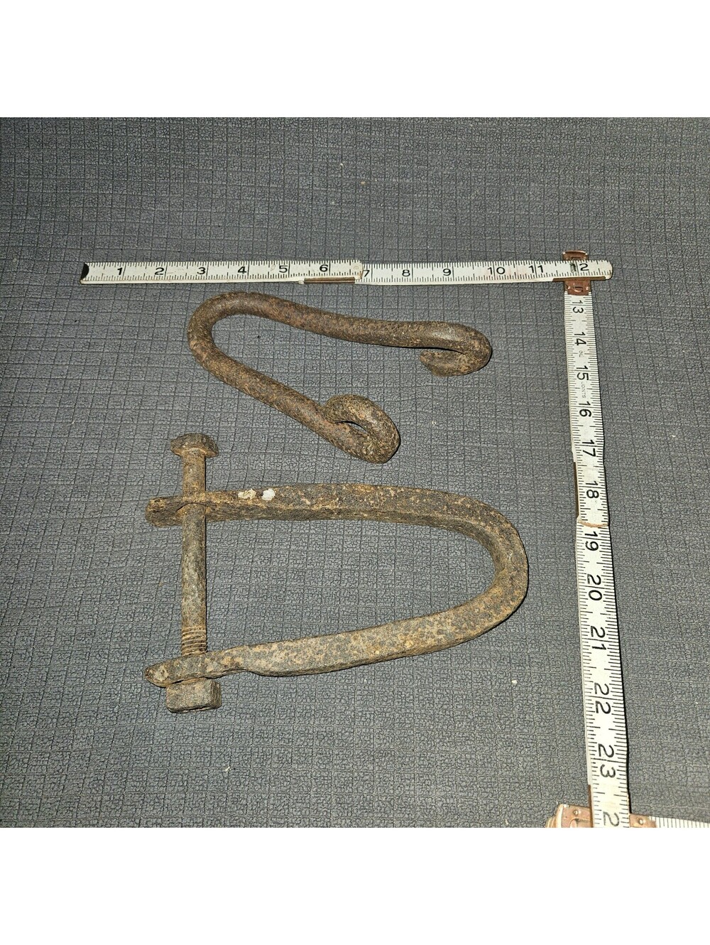 Large Forged Antique Vintage Metal Shackle Clevis and Bolt 2 Pieces Steampunk